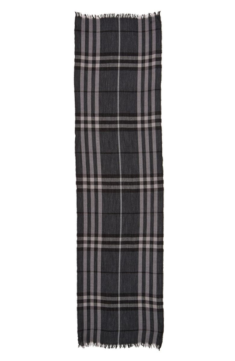 Burberry Crinkled Merino Wool & Cashmere Scarf, Alternate, color, 