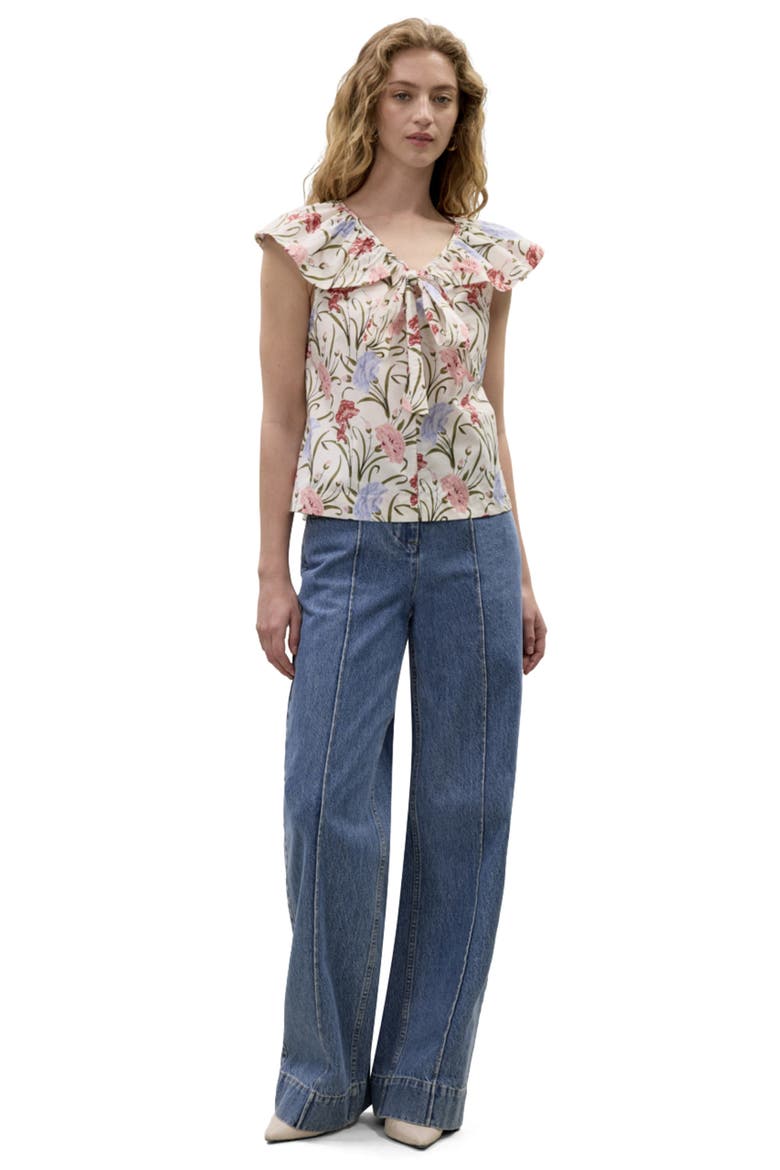 Acosanti Floral Top, Alternate, color, Ivory Multi