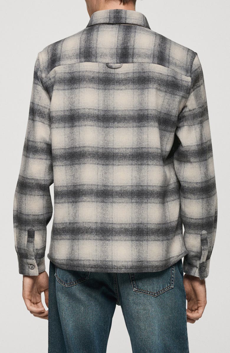 MANGO Plaid Overshirt with Pockets, Alternate, color, Grey