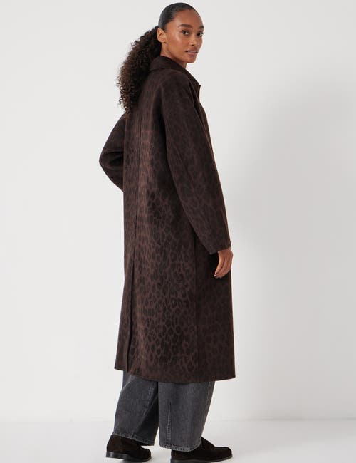 Hush Edie Pure Wool Leopard Double Faced Coat In Brown
