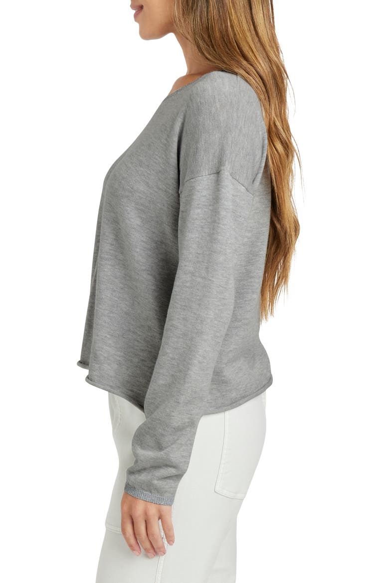 Darcy Metallic Detail Cotton Blend Sweater, Alternate, color, HEATHER GREY