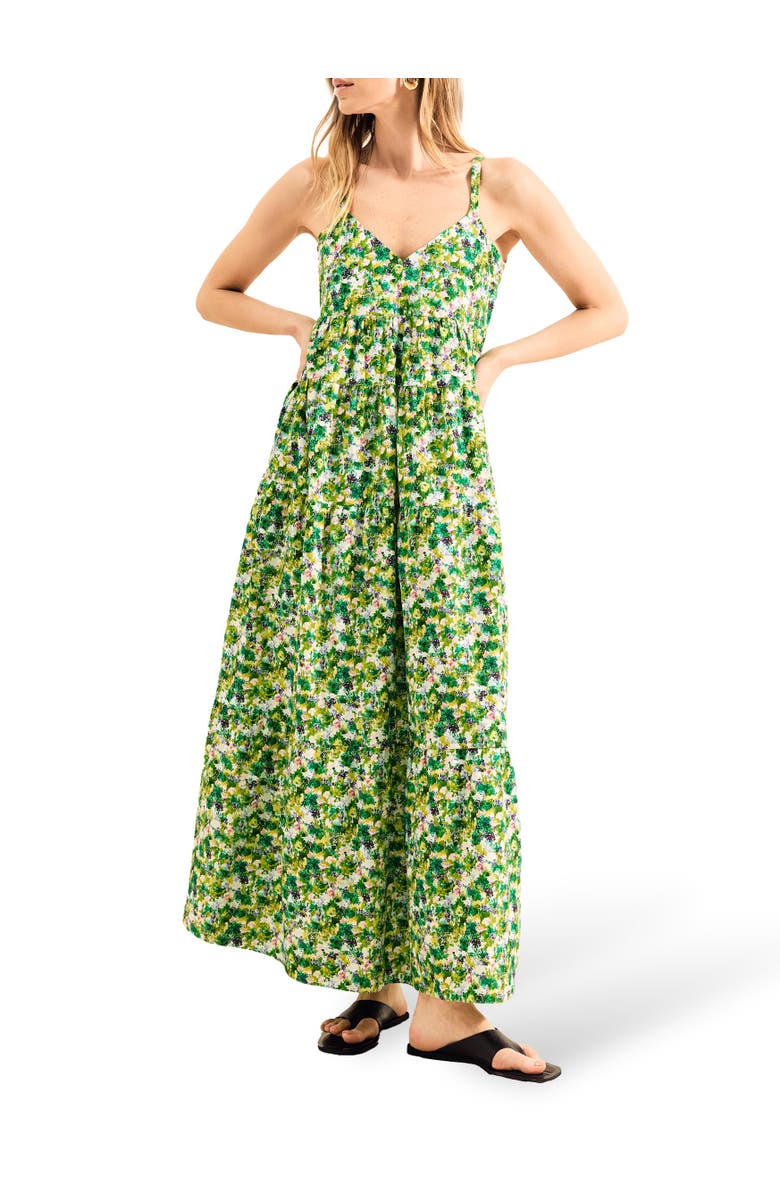 Ro&Zo Ditsy Cotton Tiered Midi Dress, Alternate, color, Green