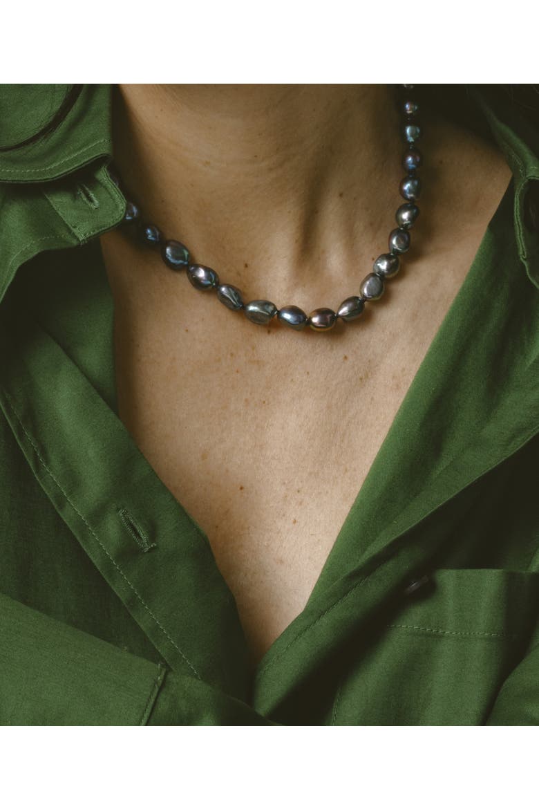 9-10mm Black Freshwater Baroque Pearl Necklace, Alternate, color, Black Pearls