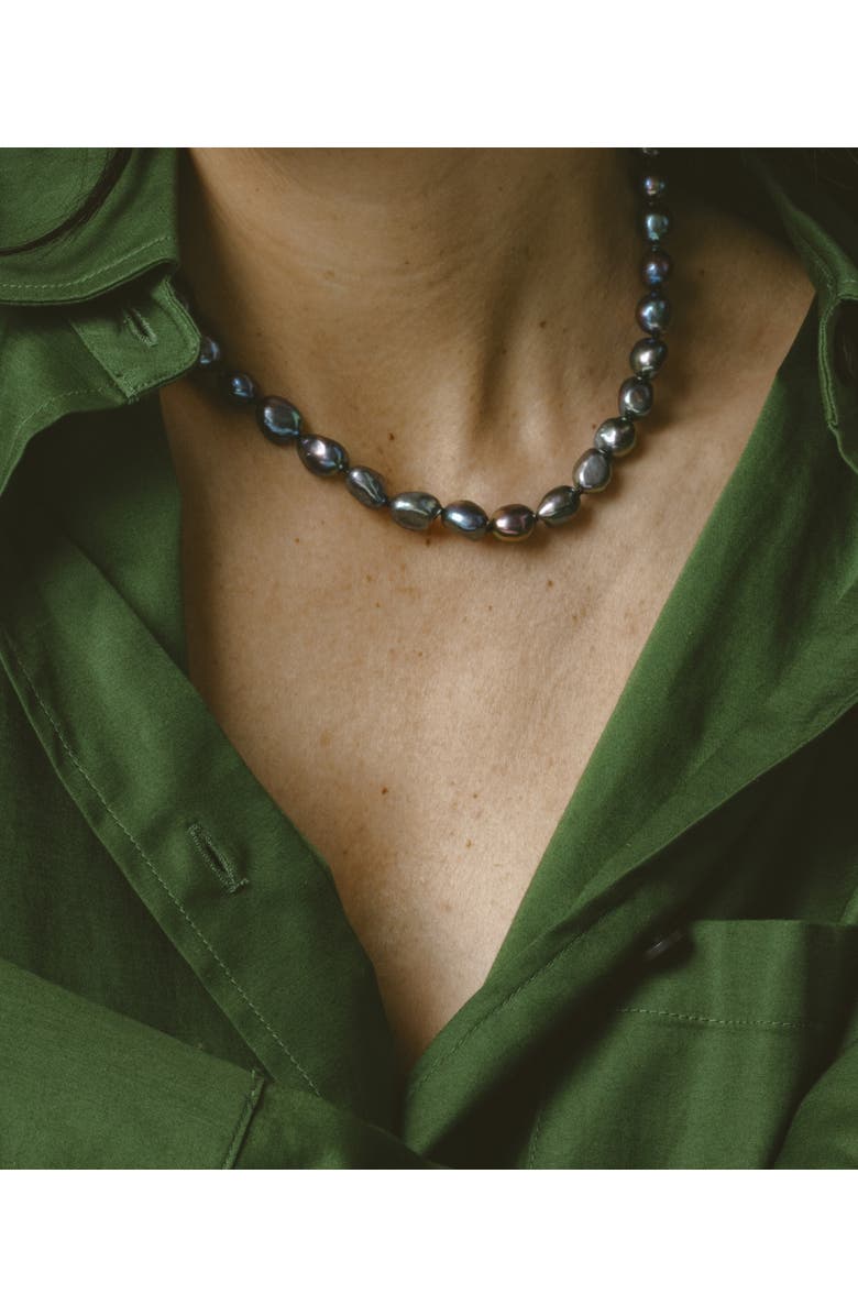 The Pearl Source Black Freshwater Baroque Pearl Necklace, Alternate, color, Sterling S - Infinity Clasp