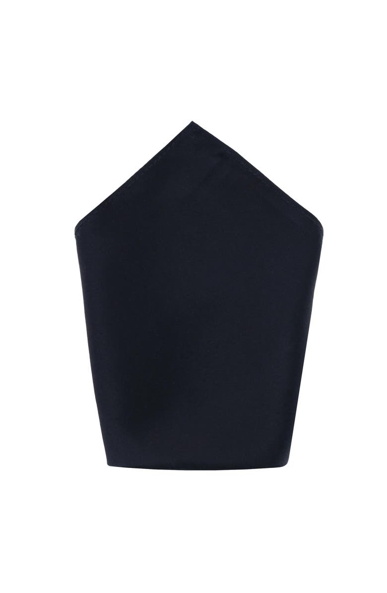 Trafalgar Sutton Solid Color Silk Brace Necktie and Pocket Square Set, Alternate, color, Black