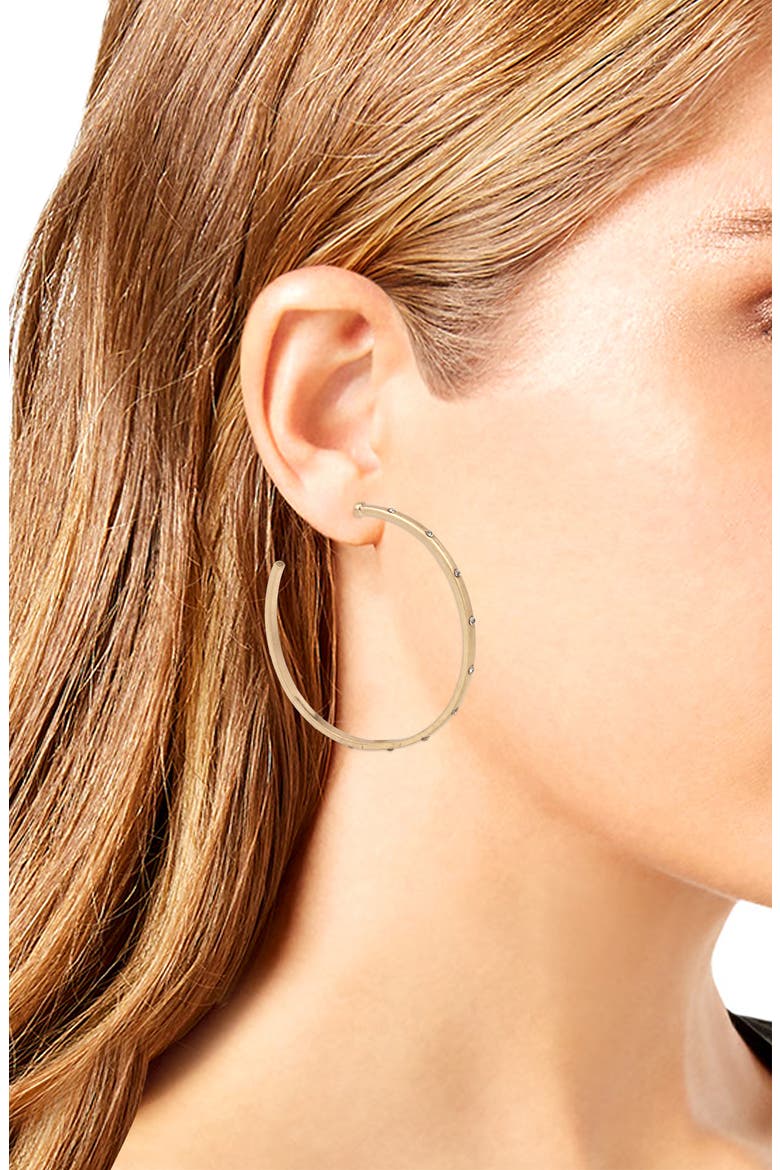 Large Round Hoop Earrings, Alternate, color, WARM BRASS