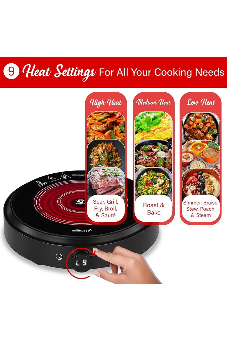 10 In Countertop Infrared Single Burner Digital Display, Alternate, color, Black