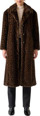 LK Bennett Leila Animal Print Faux Fur Coat