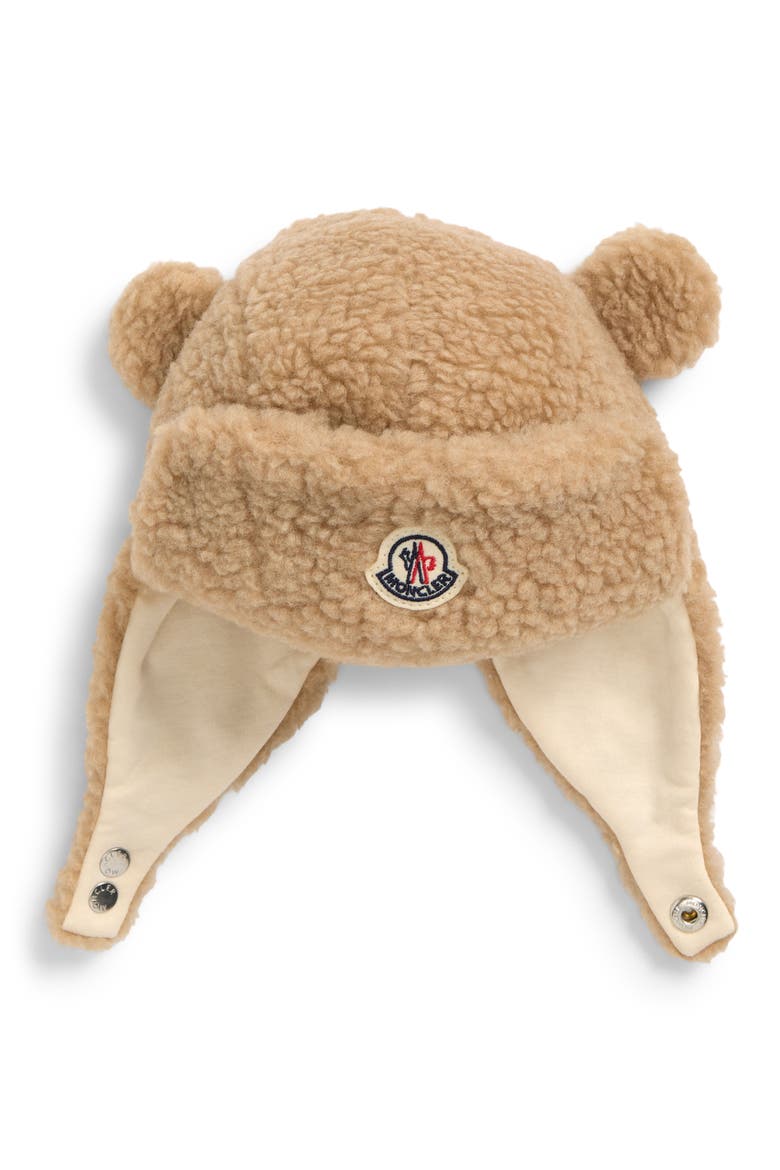 Kids' Ear Appliqué Fleece Teddy Hat, Main, color, BROWN