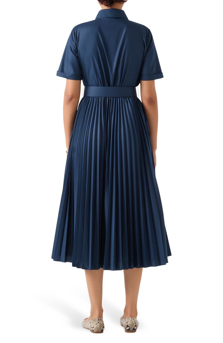 LK Bennett Cally Pleated Shirtdress, Alternate, color, Navy