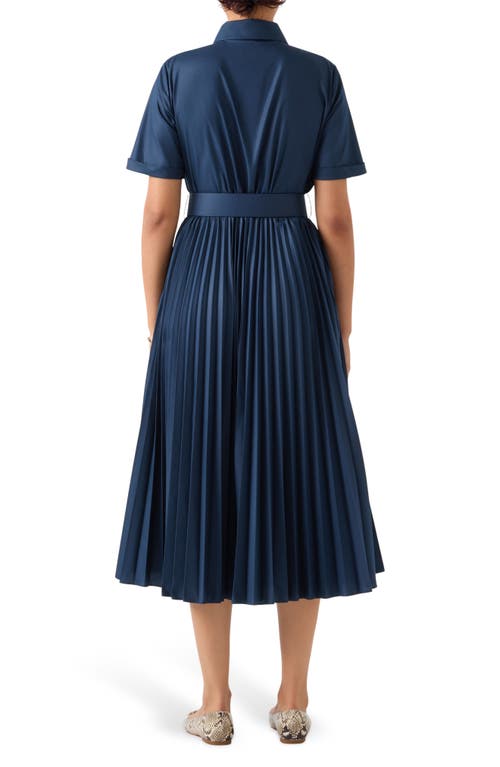 Lk Bennett Cally Pleated A-line Midi Shirtdress In Navy