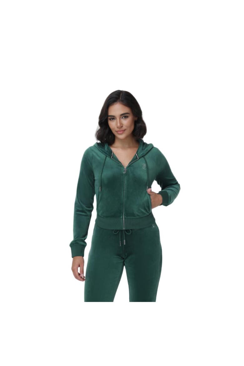 Luxe Velour Rhinestone Zip Hoodie, Junebug, Main, color, JUNEBUG
