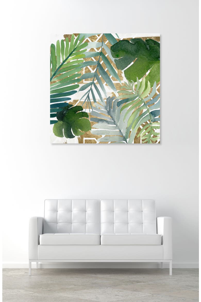 Introspect Palm Leaves Canvas Wall Art, Alternate, color, WHITE