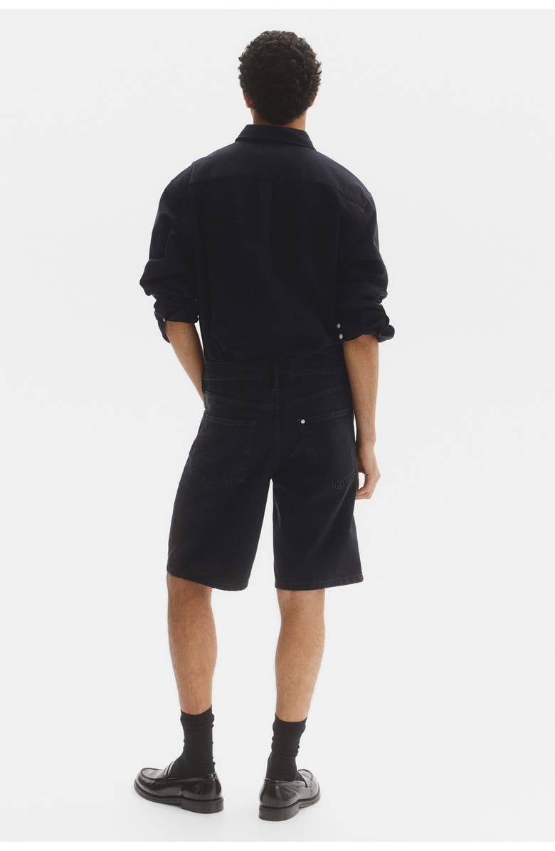 H&M Relaxed Fit Denim Shorts, Alternate, color, Denim Black