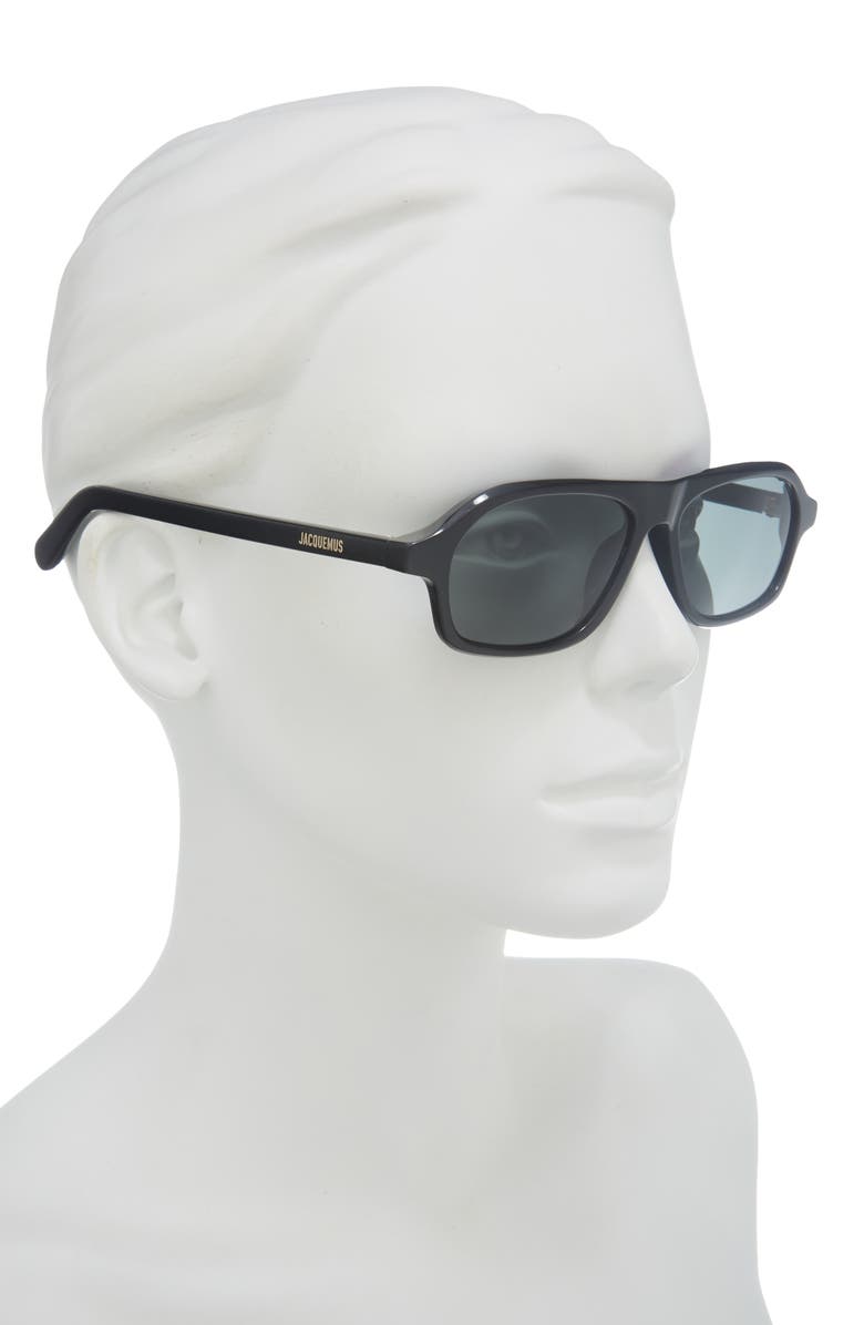 Jacquemus Polarized Pilot Sunglasses, Alternate, color, Black/ Light Gold/ Grey
