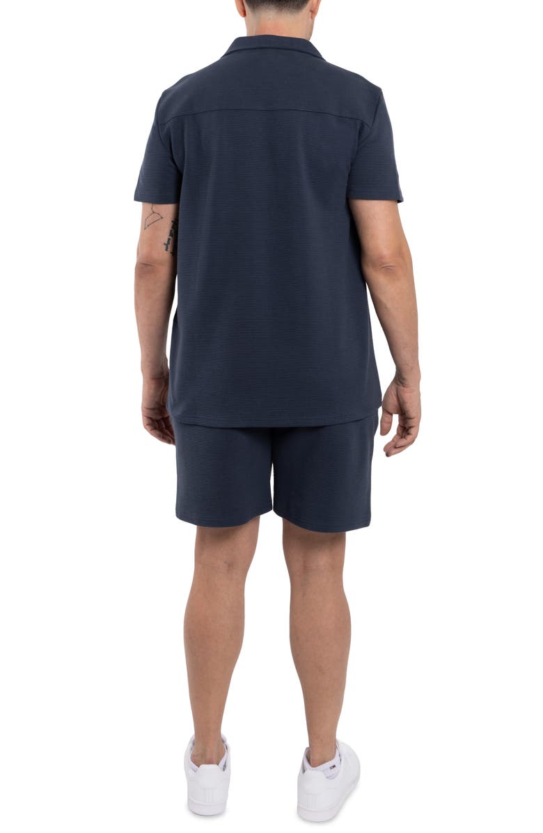 Spring + Mercer Classic Fit Textured Knit Camp Shirt, Alternate, color, Dusty Ink Blue