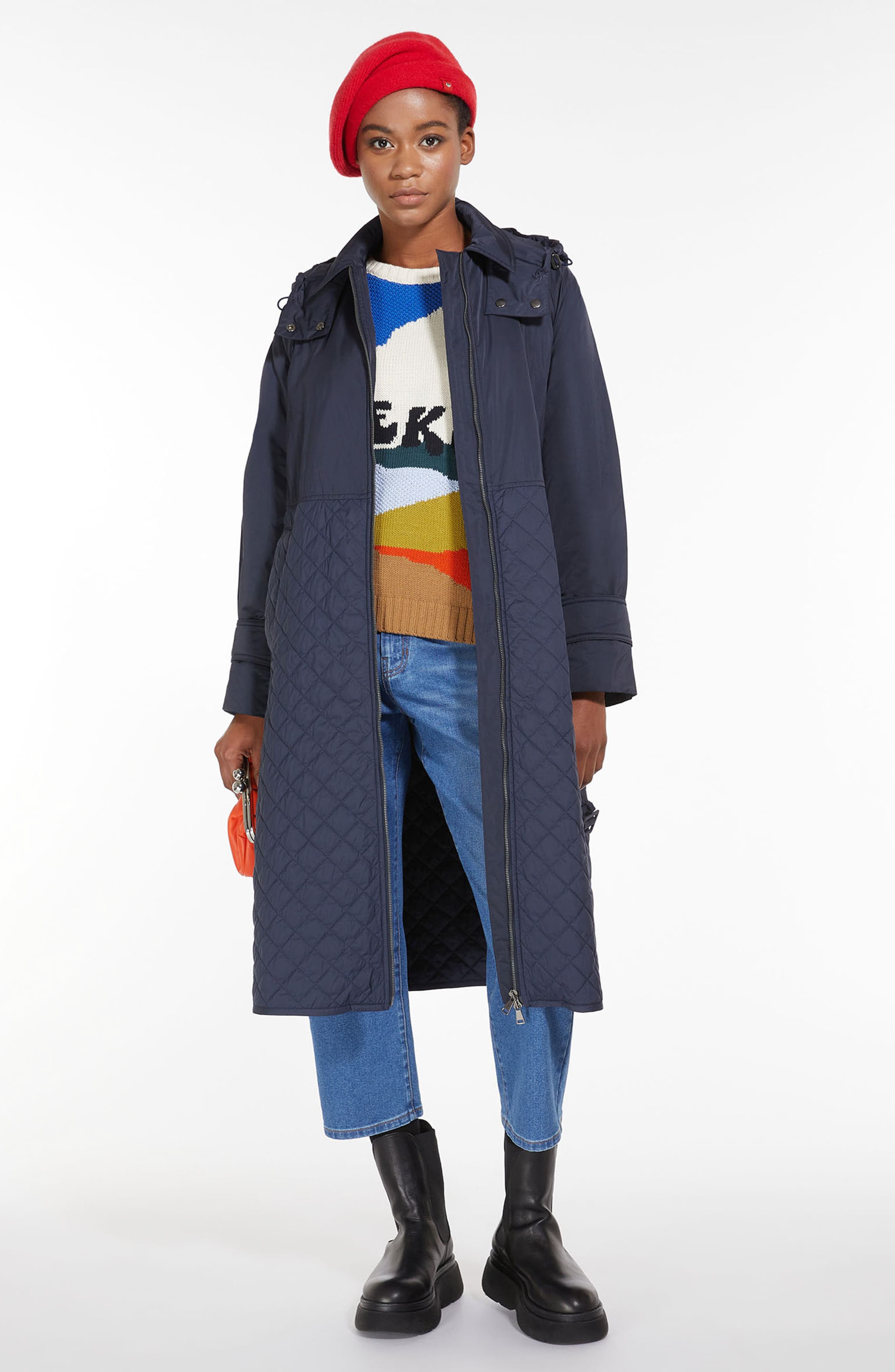 Weekend Max Mara Olga Water Resistant Mixed Media Coat with