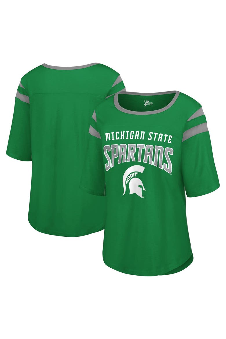 Women's G-III 4Her by Carl Banks Green Michigan State Spartans Plus Size Linebacker Half-Sleeve T-Shirt, Main, color, Green
