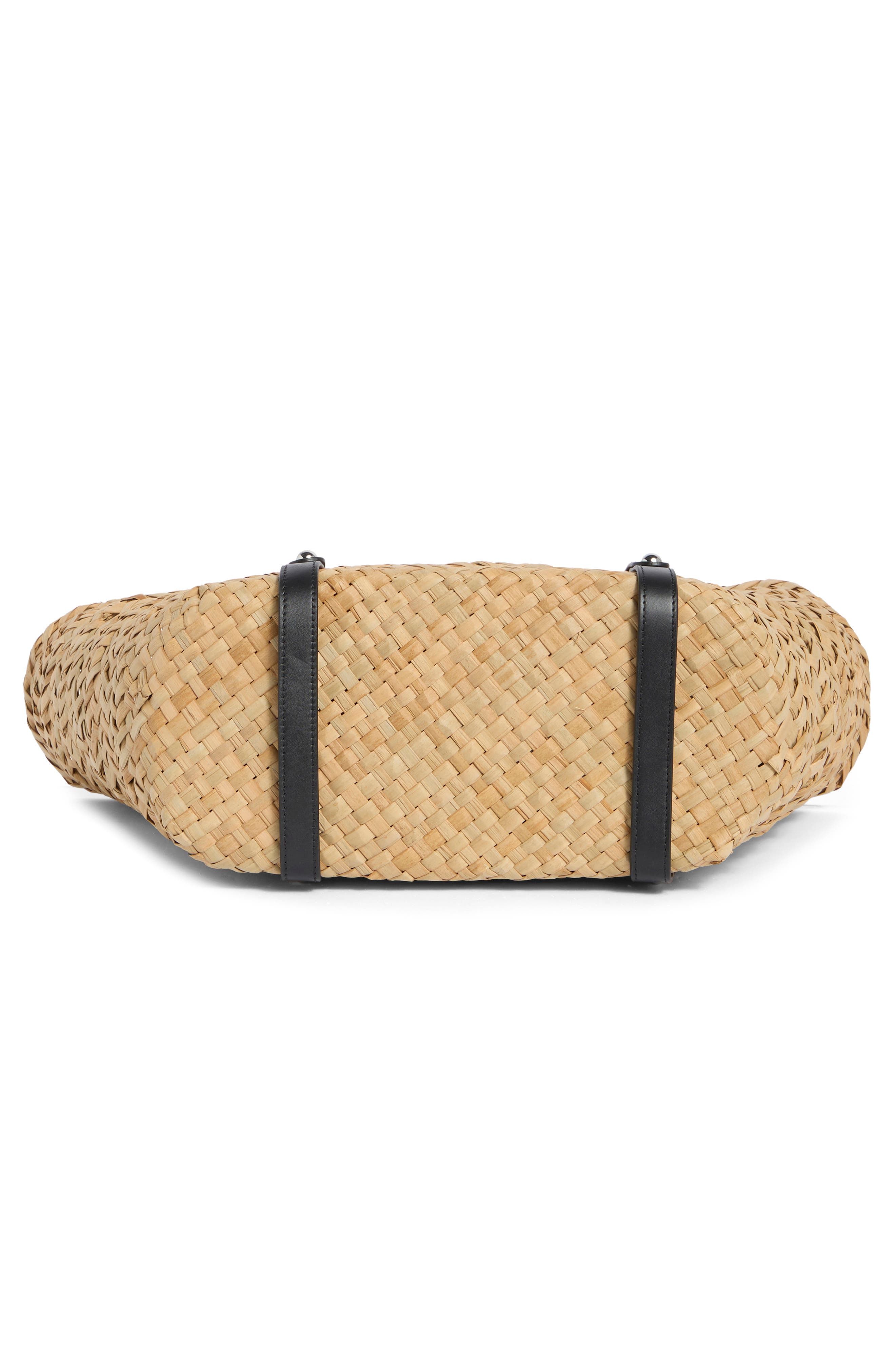 Rebecca Minkoff Woven Straw Tote, Alternate, color, Natural/ Black