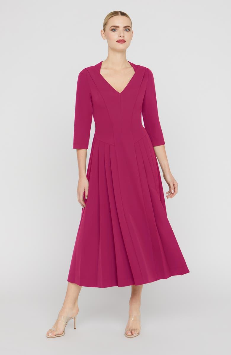 Kay Unger Enola Stretch Crepe Midi Cocktail Dress, Alternate, color, Sangria
