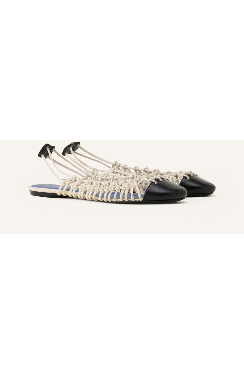 Lanvin Knitline Slingback Ballerina In Leather, Alternate, color, White/Black