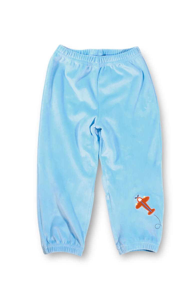 Florence Eiseman Velour Jogger Pants With Airplane, Main, color, Light Blue