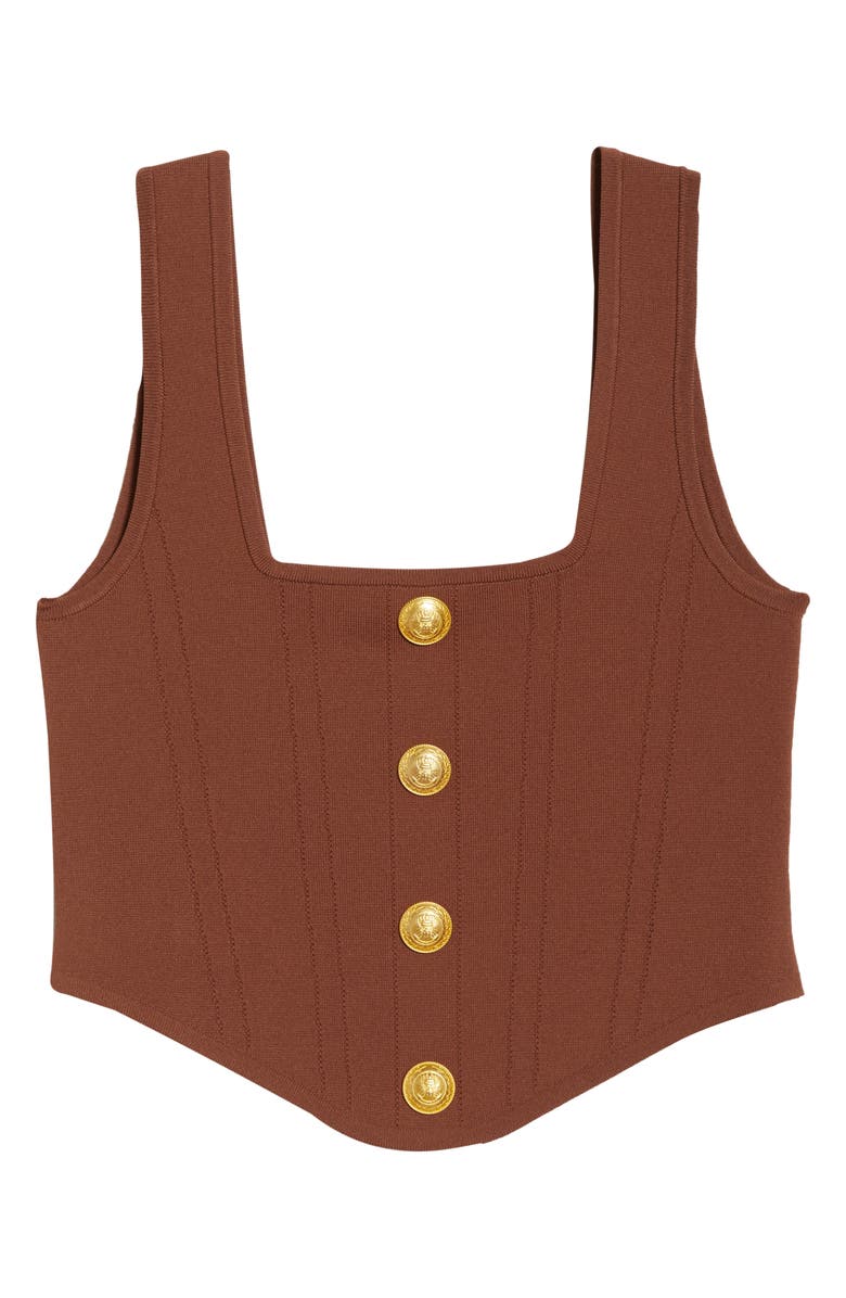 L'AGENCE Saga Square Neck Tank, Alternate, color, Sepia Brown/ Gold