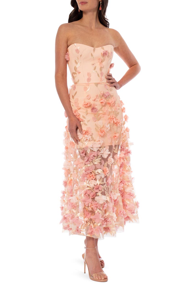 HELSI Kai Floral Strapless Midi Dress, Main, color, 