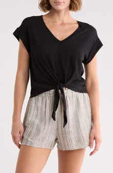 Tie Front V-Neck T-Shirt