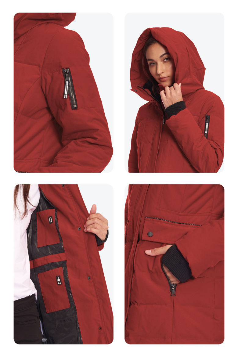 Kootney - Vegan Down Mid-Length Parka Coat, Alternate, color, CRIMSON