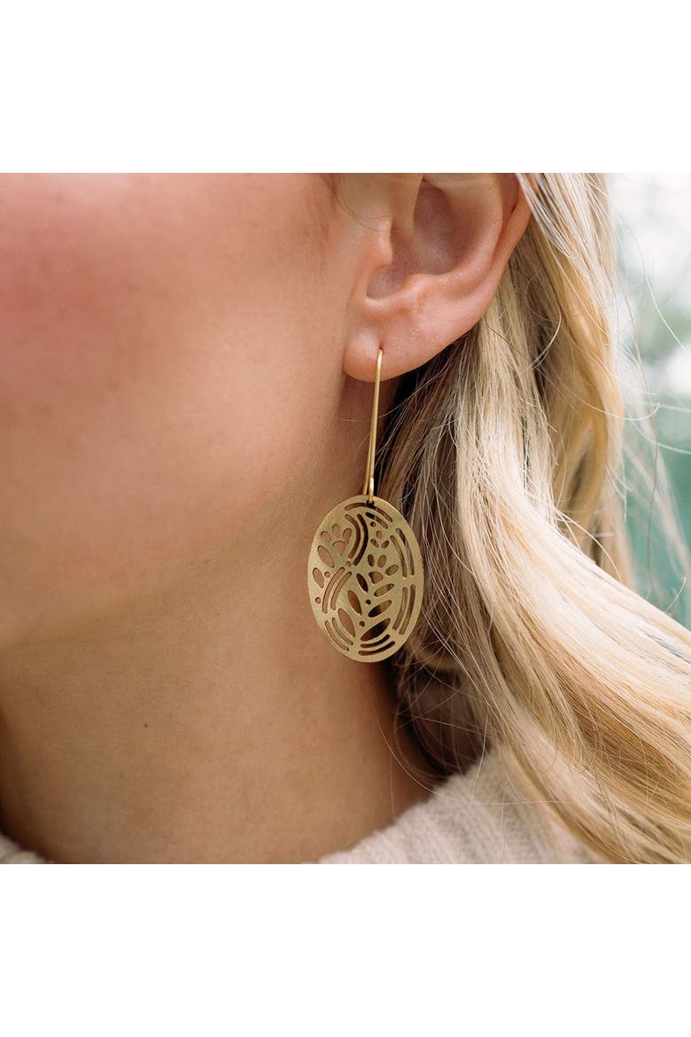 Adhya Cutout Oval Drop Hook Earrings, Alternate, color, Bronze