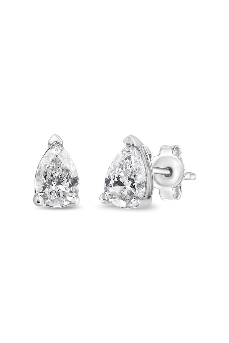 14K White Gold 1/4 Ct Pear Shape Solitaire Lab Grown Diamond Stud Earrings, Main, color, White