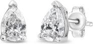 Haus of Brilliance 14K White Gold 1/2 Ct Pear Shape Solitaire Lab Grown Diamond Stud Earrings
