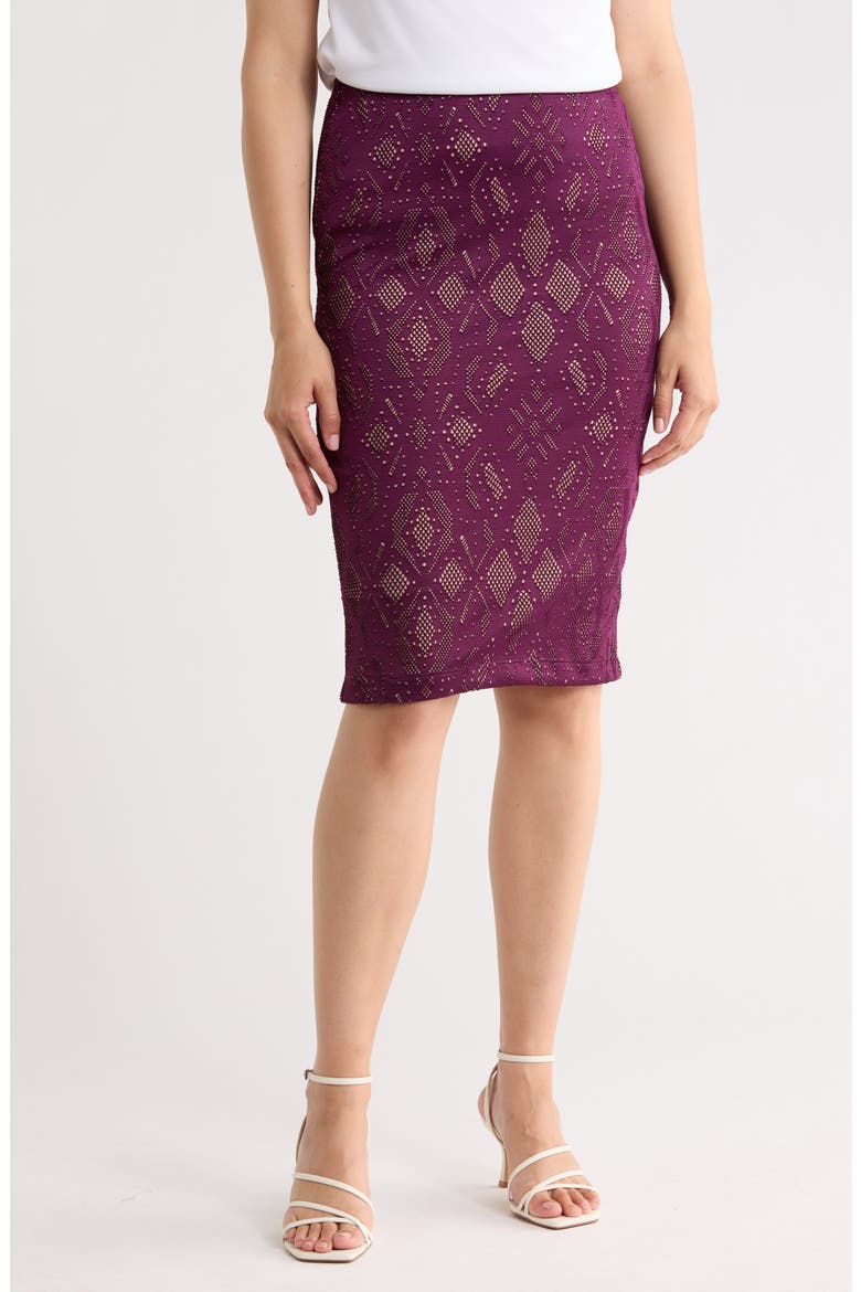 Jacquard Knit Pencil Skirt, Main, color, PLUM