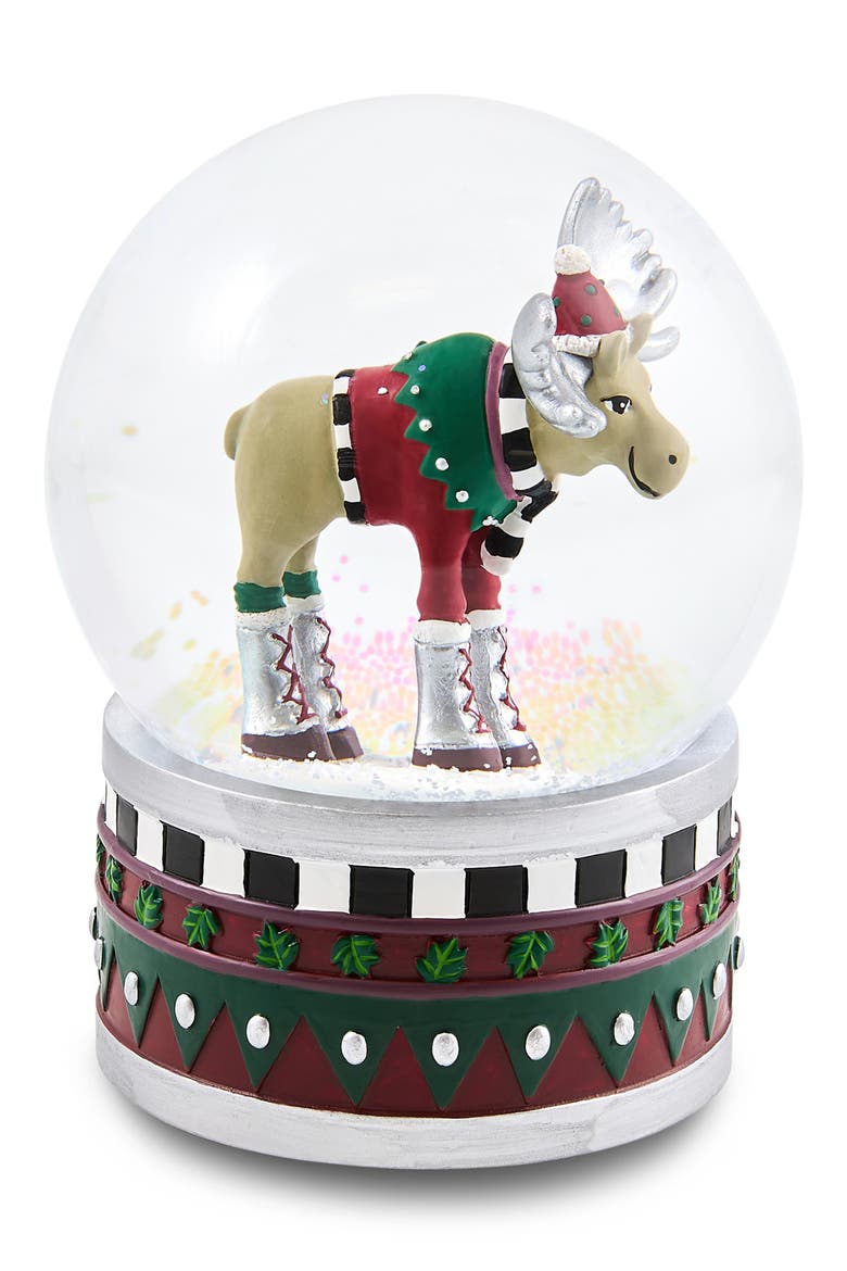 Patience Brewster Mooseltoe Snow Globe, Main, color, RED