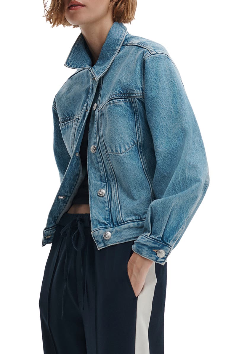 rag & bone Marie Denim Trucker Jacket, Alternate, color, Everglade