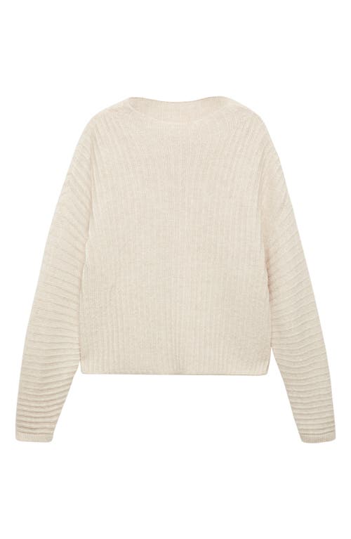 Shop Mango Oversize Rib Sweater In Ecru
