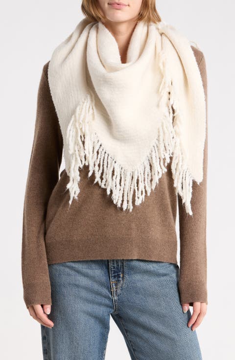 Marled Fringe Triangle Scarf