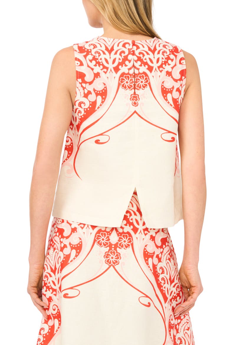 Georgia Floral Print Linen Sleeveless Top, Alternate, color, FIRE ORANGE