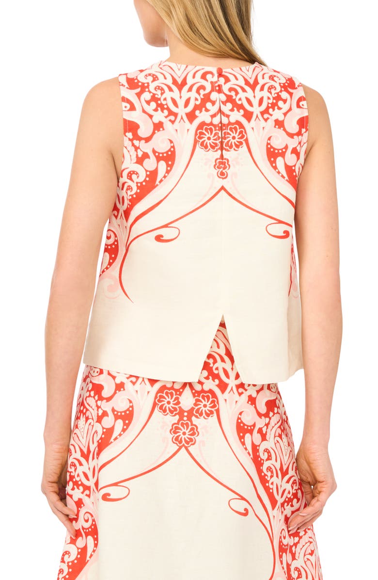 Ted Baker Georgia Floral Print Linen Sleeveless Top, Alternate, color, Fire Orange