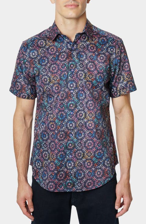 Large Circle Print Button-Up Shirt