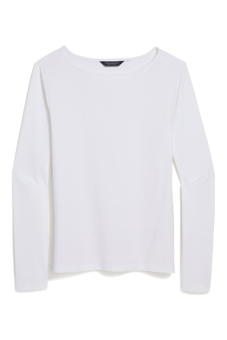 Boat Neck Stretch Cotton Top, Alternate, color, WHITE CAP