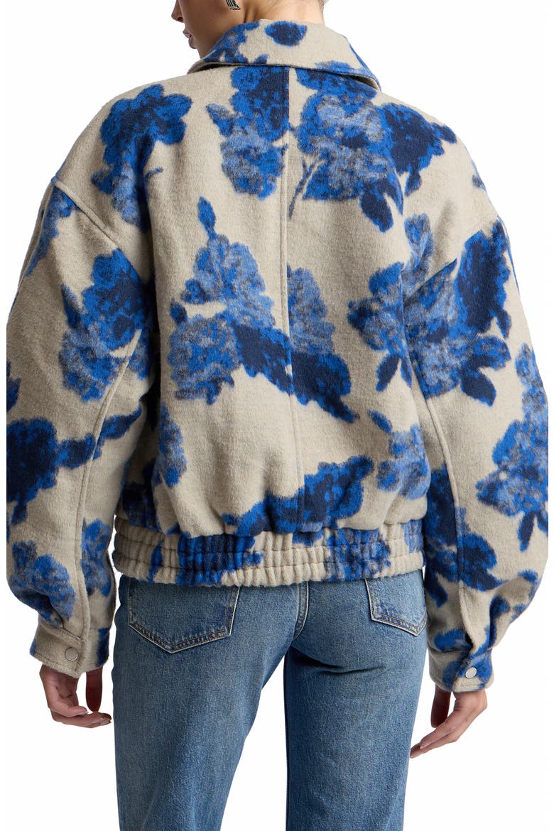 Floral Jacquard Layered Bomber Jacket, Alternate, color, ASH / ROYAL BLUE FLORAL