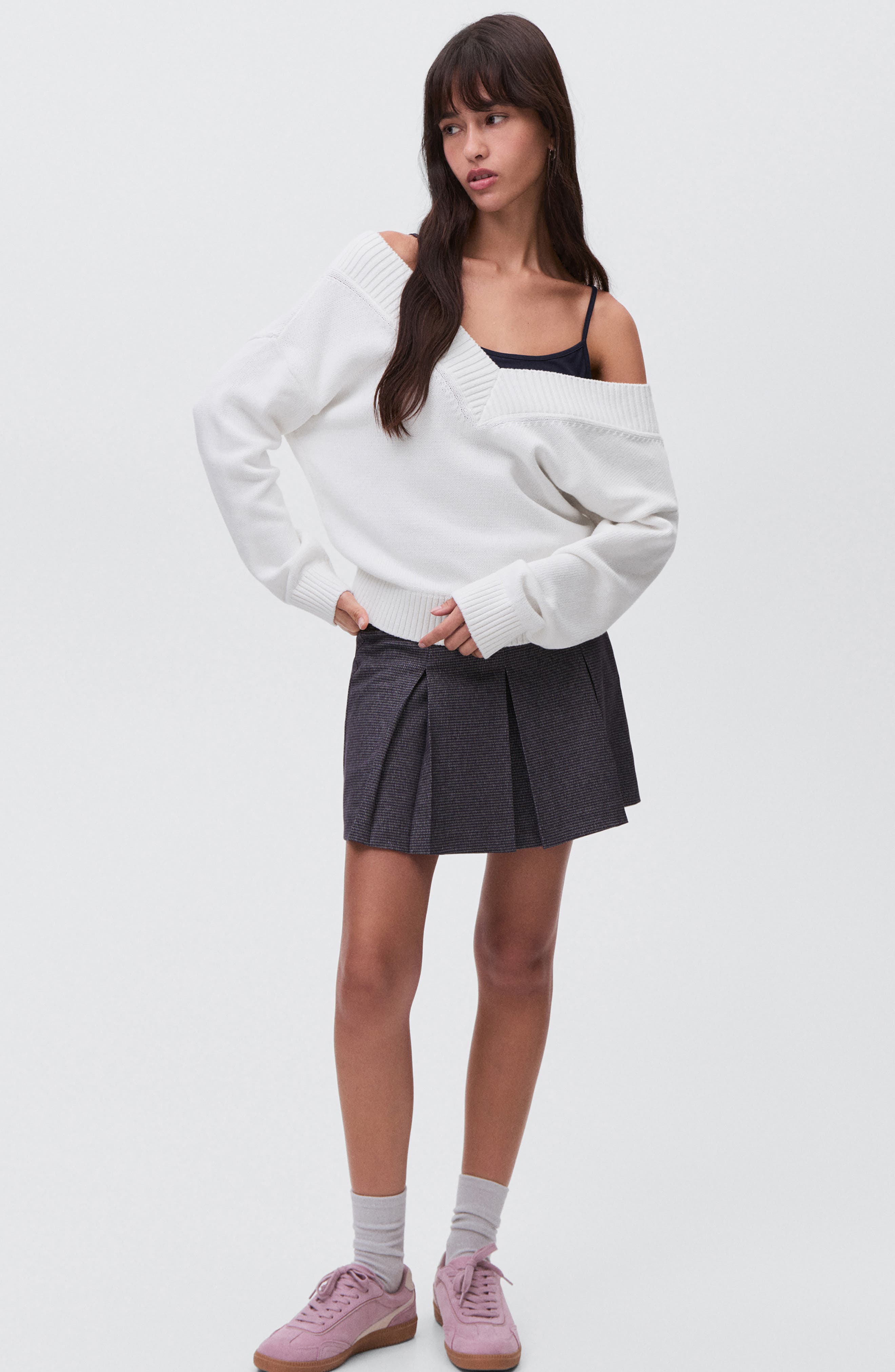 Wide V-Neck Cotton Sweater - image 2