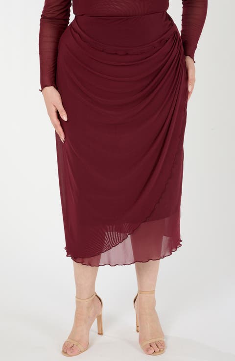 Annalise Ruched Mesh Skirt (Plus)