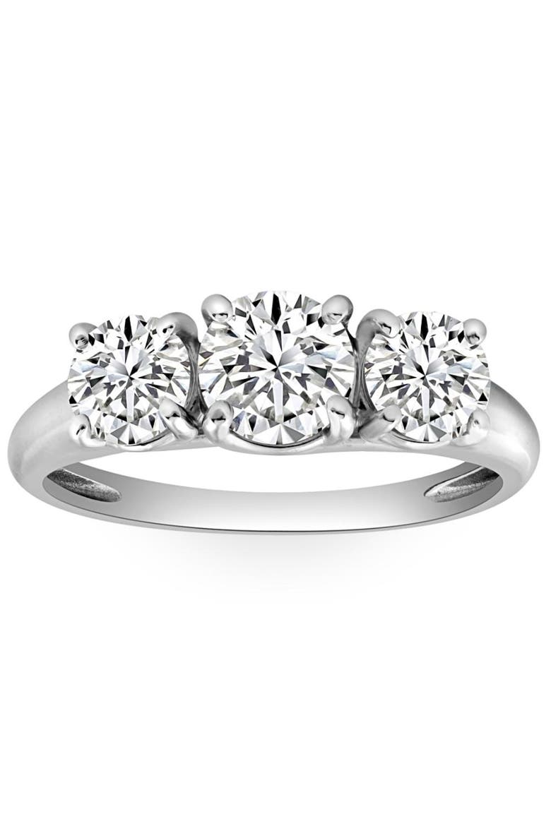 1 3/4 Ct Three Stone Diamond Engagement Ring 10K Gold Lab Grown, Main, color, 10k White Gold