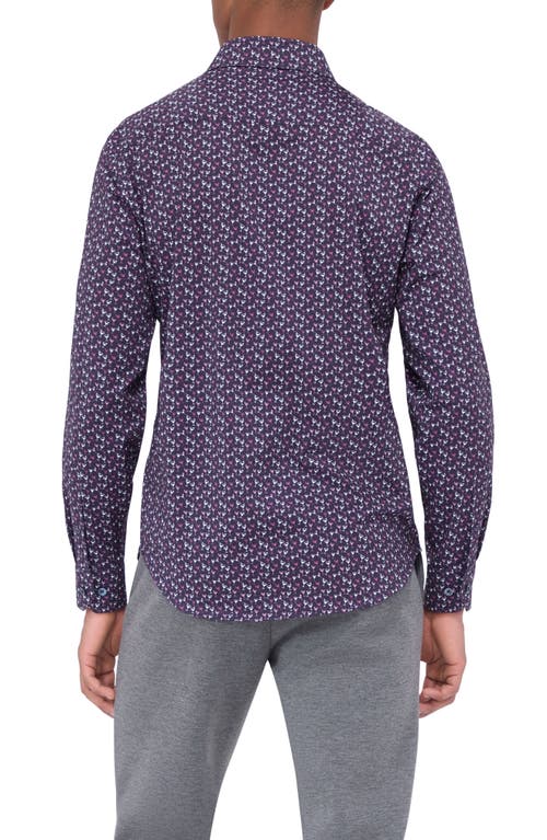 Bugatchi James Ooohcotton® Martini Print Button-up Shirt In Plum