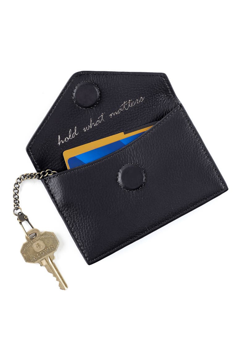Goldie Leather Card Case, Alternate, color, BLACK