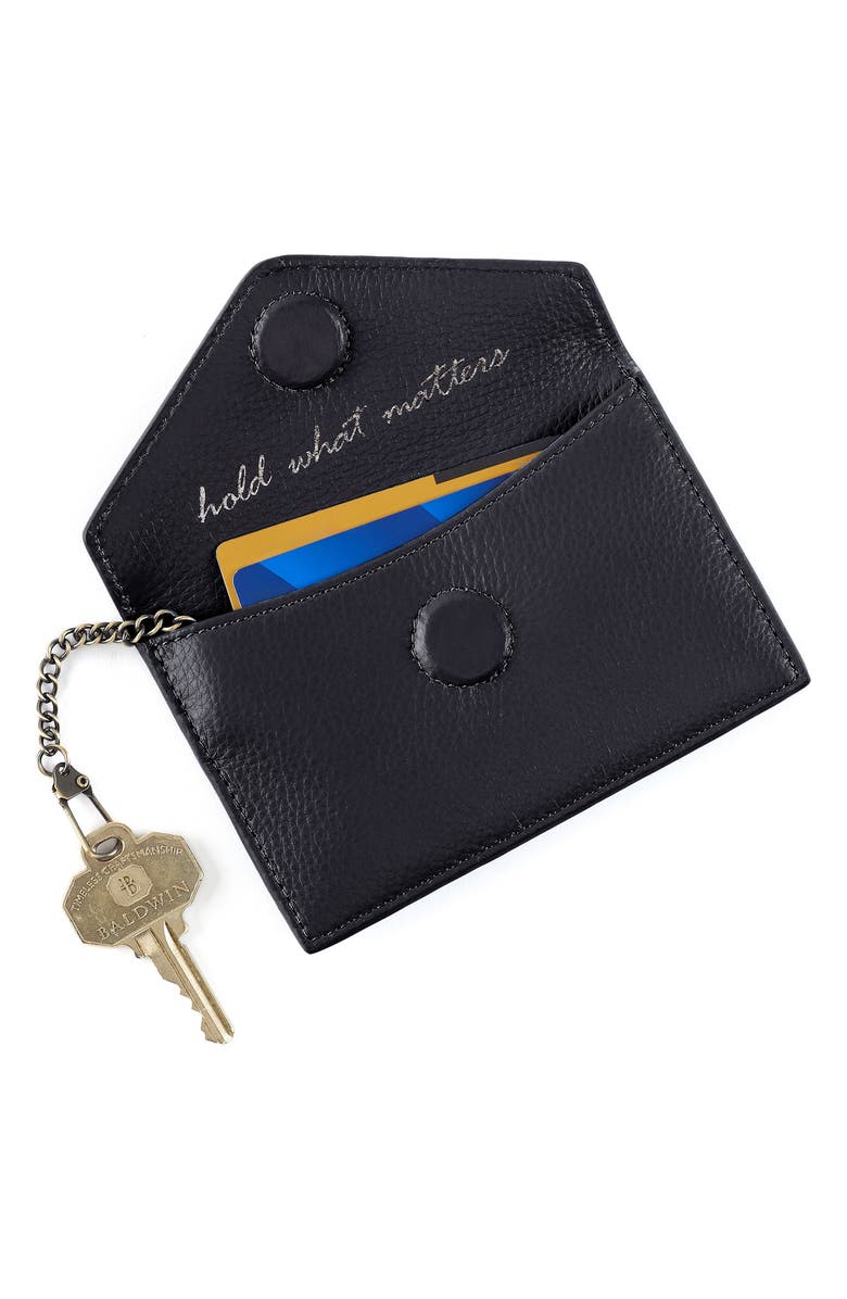 HOBO Goldie Leather Card Case, Alternate, color, Black