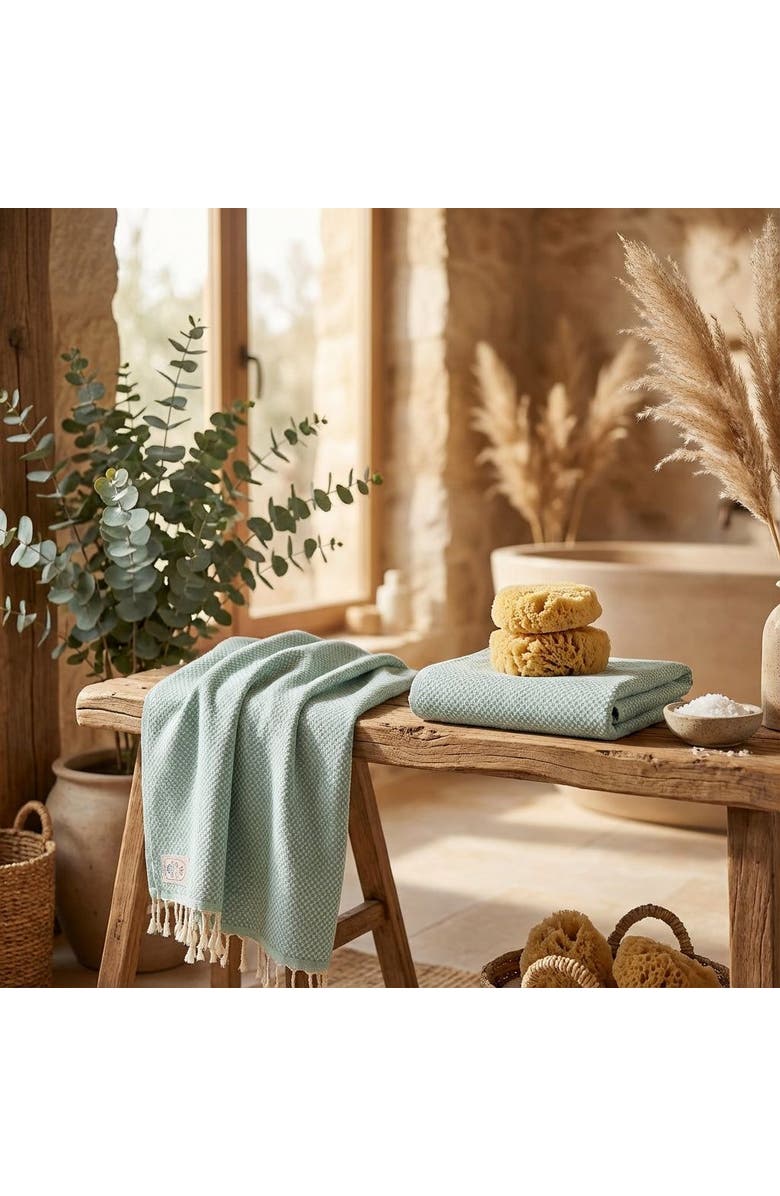 Zsa Zsa Zsu Baklan Fringed Yarn Dyed 100% Cotton Peshtemal Set Of 2, Alternate, color, Green